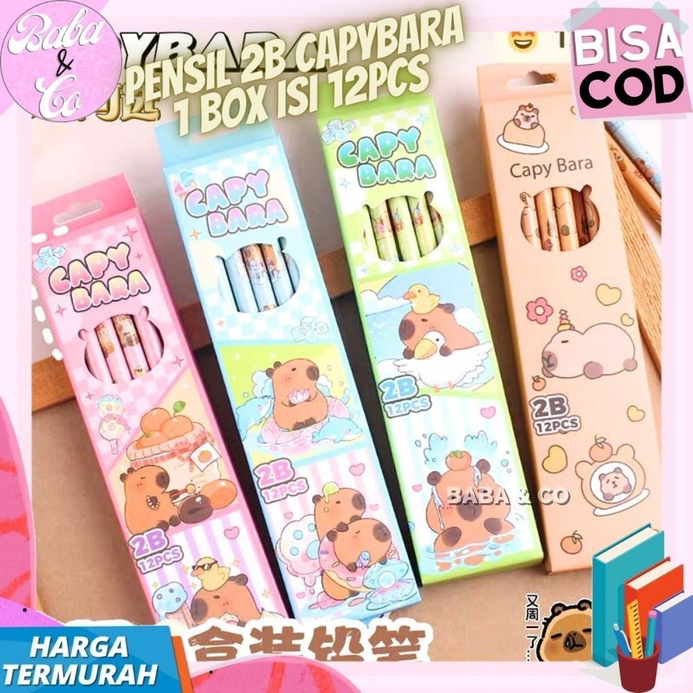 

UM1 PENSIL 2B CAPYBARA 1 BOX ISI 12pcs PENSIL CAPYBARA 2B LUCU UNIK 1 LUSIN 12 pcs PENSIL 2B