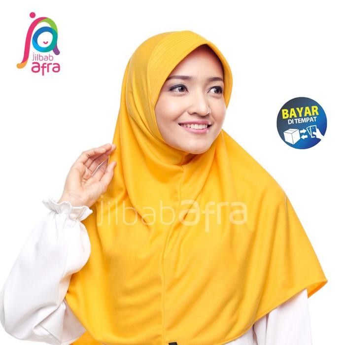 Nayyir- Hijab Instant Jilbab Afra Beria Arfa Kerudung Bergo Kaos Kuning Kunyit