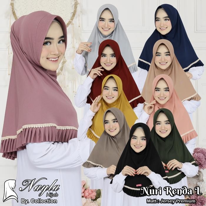 Nayyir- Jilbab Instan Nuri Renda L Hijab Bergo Jersey Premium Nayla Hija'b
