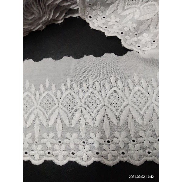 Renda katun renda bordir renda putih lebar renda mukena renda baju renda katun kembang