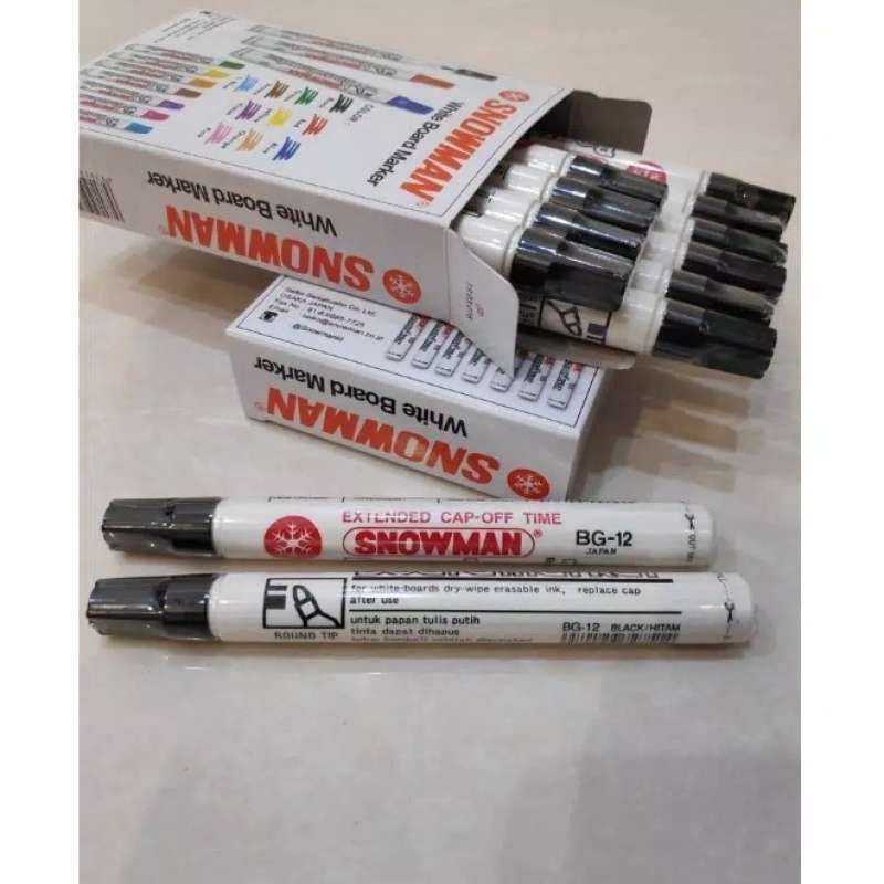 

UM1 SNOWMAN SPIDOL PAPAN TULIS SPIDOL WHITEBOARD BG-12 HITAM BISA DIHAPUS ISI 12
