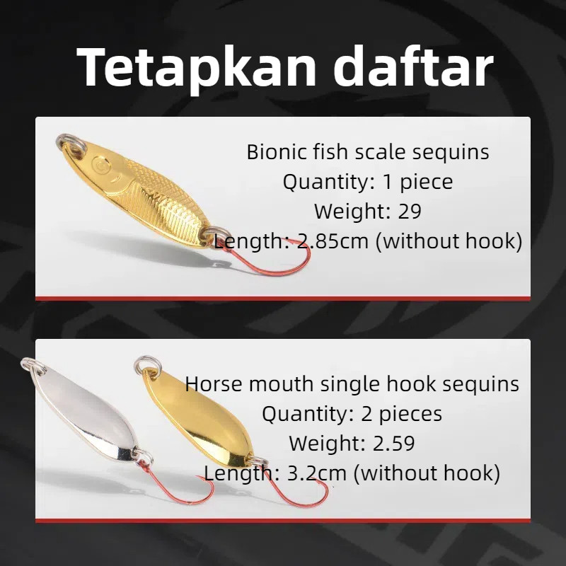 [OFFICIAL] KASTKING Set Lure spoon 5 pcs umpan pancing hampala bahan kuningan, Umpan Pancing 1 SET