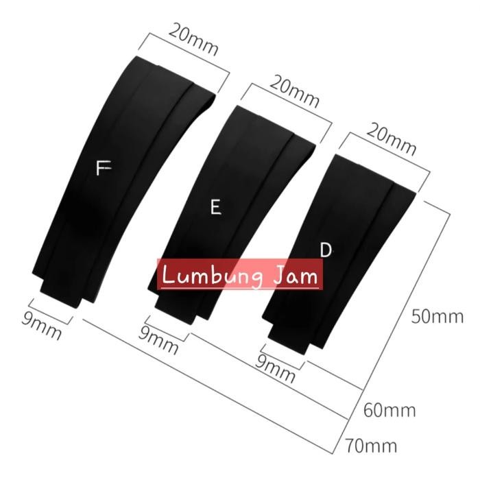 Terbagus Rolex Oysterflex Black Rubber Strap Arf