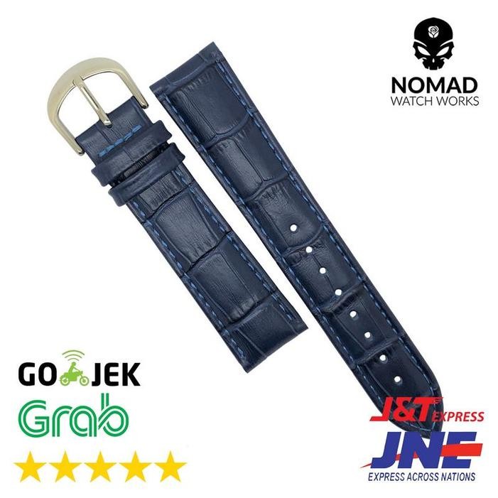 Terhemat 20 Mm - Strap Kulit Buaya Stamp - Tali Jam Tangan Kulit - Biru