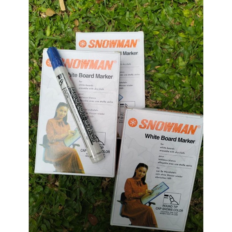 

UM1 spidol snowman whiteboard BG12 warna biru 1 lusin isi 12pcs