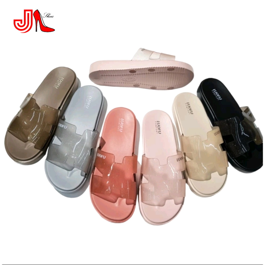 LUOFU E7199A3-TF6B Sandal Selop Karet Wanita Kokop H Transparan