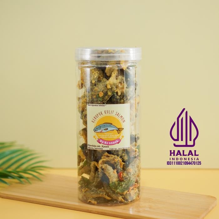 

EatFr3sh- Keripik Kulit Ikan Salmon Salted egg Cemilan Enak Kekinian 175gr