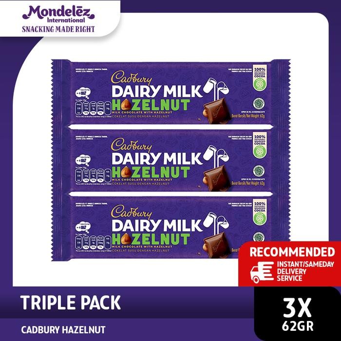 

EatFr3sh- Cadbury Cokelat rasa Hazelnut 62gr - Triplepack
