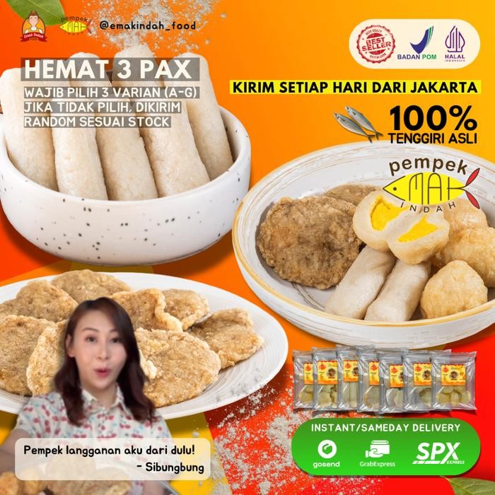 

EatFr3sh- PEMPEK MPENAK PALEMBANG ASLI IKAN TENGGIRI - Paket Hemat Mix 3 Pax