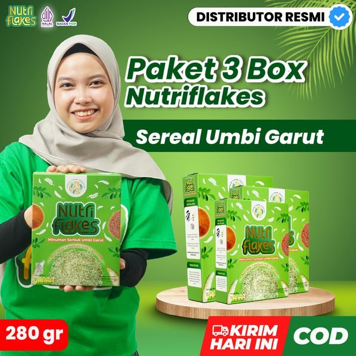 

EatFr3sh- 3 Box Nutriflakes Original Sereal Umbi Garut Bantu Masalah Asam Lambung BPOM 280gram
