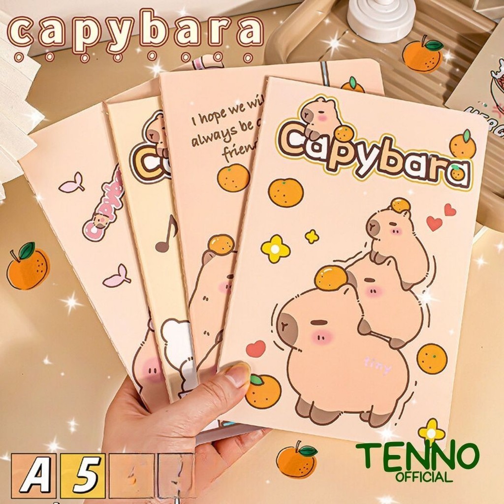 

UM1 TENNO Isi 4 Pcs Buku Tulis Ukuran Kertas A5 30 Lembar Karakter Motif Capybara Kapibara Lucu