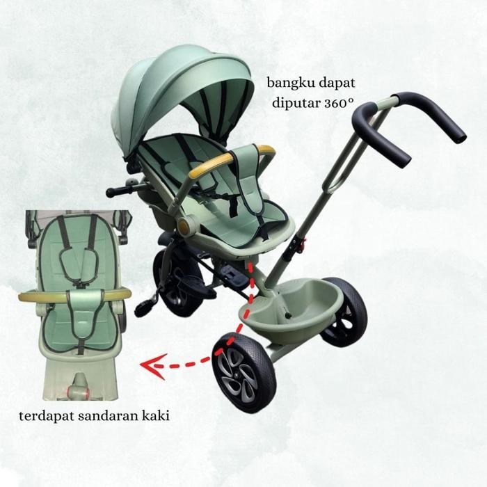 terbaru  sepeda anak roda 3 tricycle bayi roda tiga sepeda trike stroller dorong lipat musik
