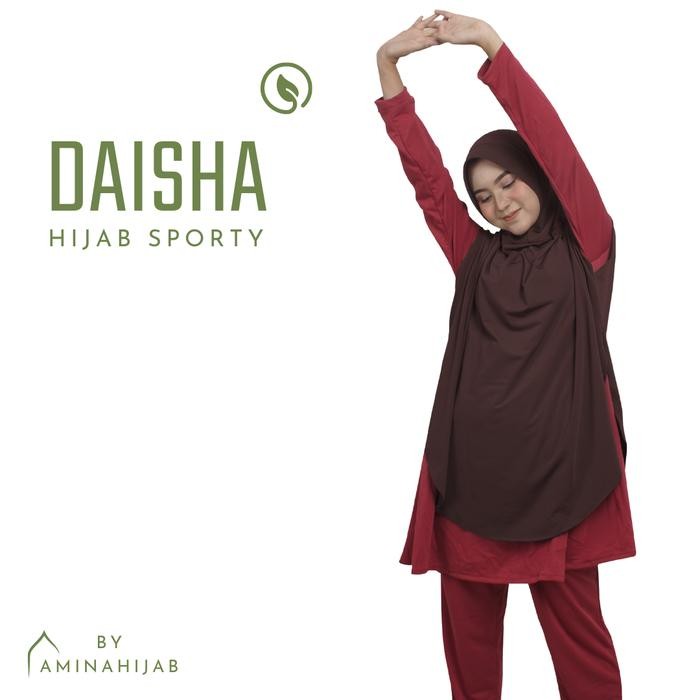 Hijmi- Jilbab Hijab Kerudung Instan Khimar Sporty Daisha Bergo Hitam Panjang Muslim Pad
