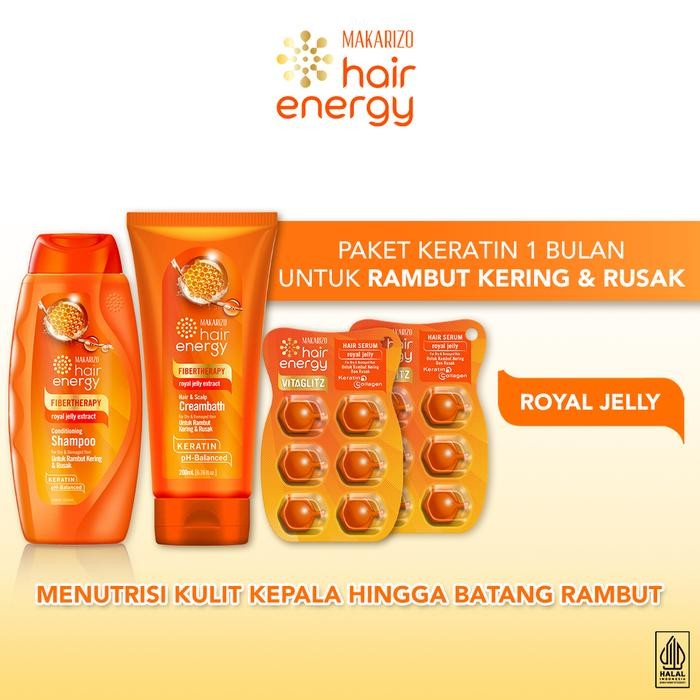 Terbaru Paket Keratin Makarizo Hair Energy Rawat Rambut Kering & Rusak - Varian Royal Jelly /