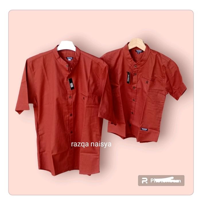Zuhud- New Kemeja Cauple Pria teracota tangan Pendek / Kemko Kapel Merah bata tua keren / Koko