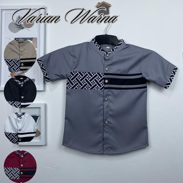 Fatir- Stelan Kemeja kekinian Motif Batik pria lengan pendek bahan kain toyobo fodu premium satu