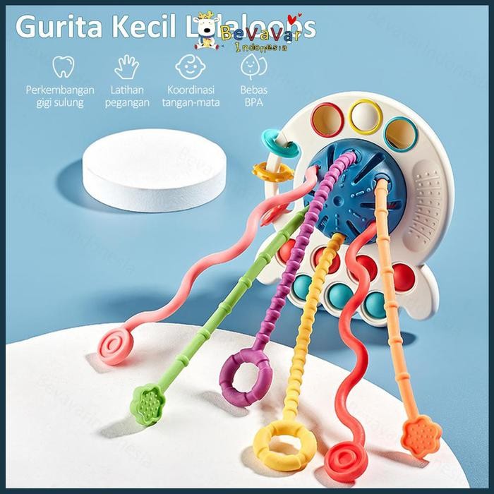 Bevavar Tisu Basah Gratis Barang diskon Mainan Edukasi Pop It Teether Bayi Tarik Panjang Gigitan