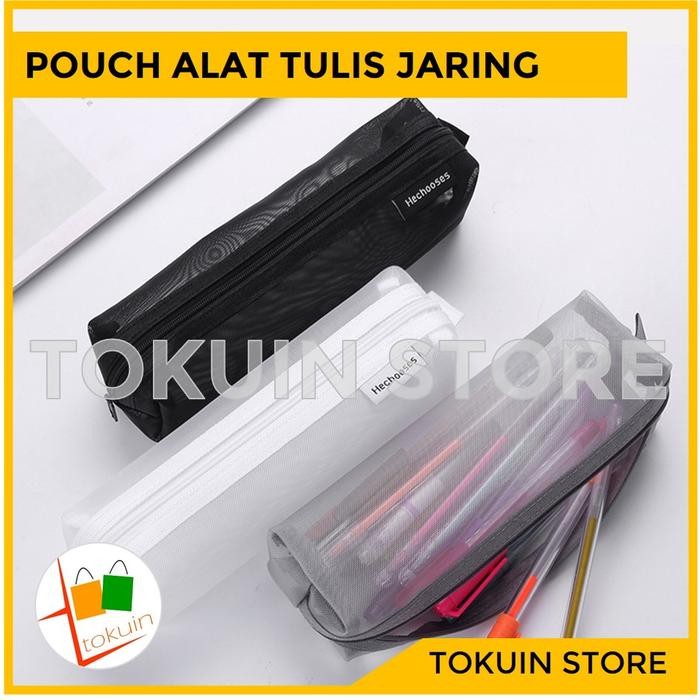 

No.OneBest- Kotak Tempat Pensil Pouch Alat Tulis Kosmetik Travel Jaring Transparan