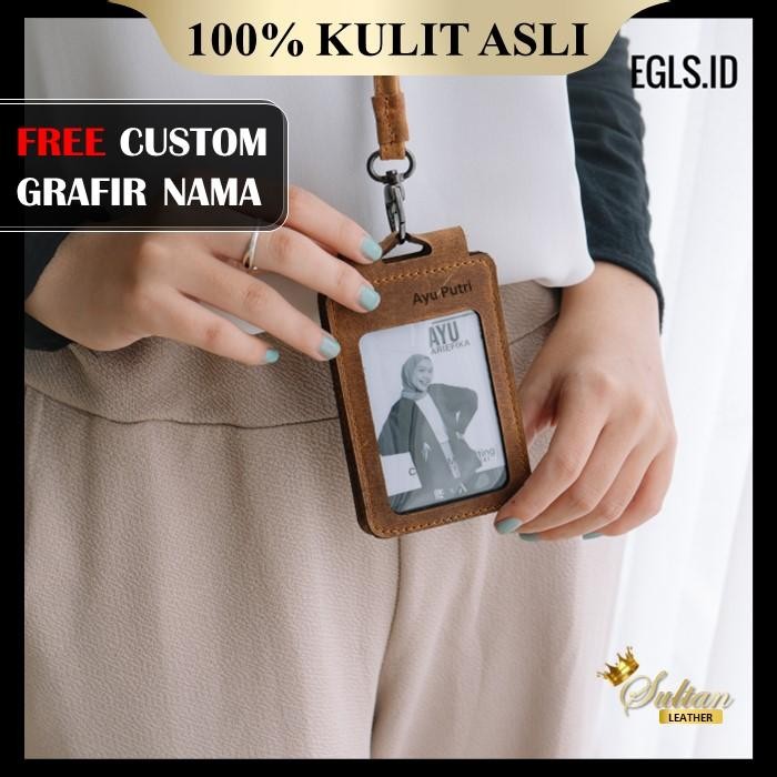 

No.OneBest- Lanyard id card holder aesthetic kulit sapi asli sean leather id card