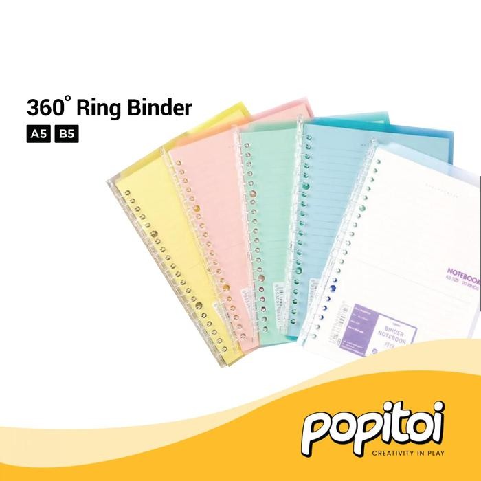

No.OneBest- 360 Derajat Loose Leaf Ring Binder Notebook A5 B5 Lipat Degree