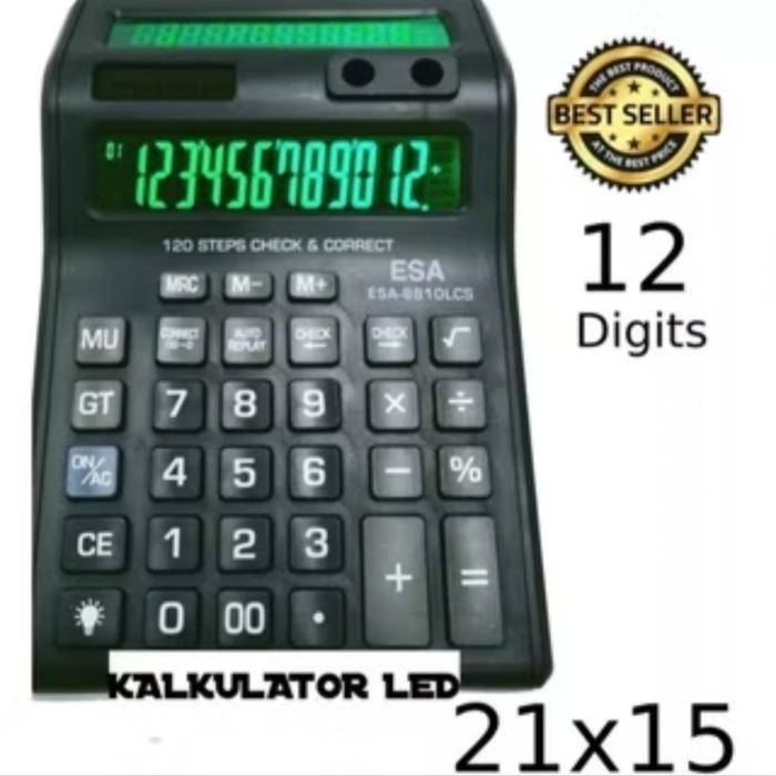 

Original -Kalkulator Besar 2 Layar Lcd Led 12 Digit Esa 8810 Lcs