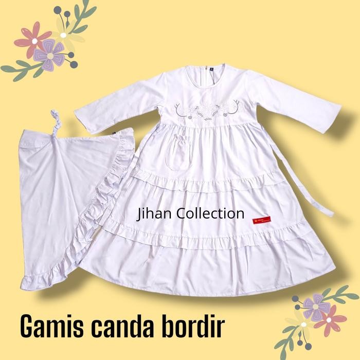 Hayya- Gamis Putih Polos Manasik Haji // Baju Muslim Putih Anak Perempuan Katun Bordir Dress