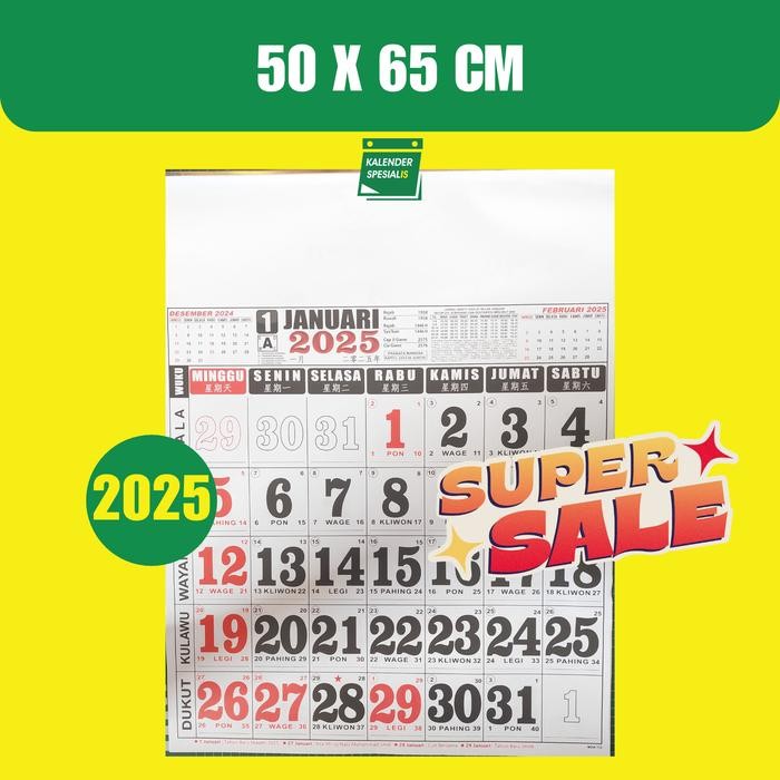 

No.OneBest- PROMO KALENDER DINDING 2024 50 CM x 64 CM JUMBO EDISI TERBARU