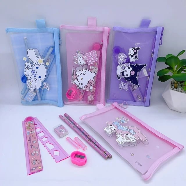 

UM1 SET ALAT TULIS DAN POUCH RESLETING KARAKTER / CUTE FANCY STATIONERY SEKOLAH KANTOR PENSIL