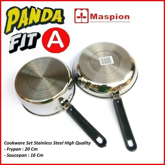 Maxim/Maspion Panda Fit A Set Sauce Pan 16 Cm & Fry Pan 20 Cm #Gratisongkir