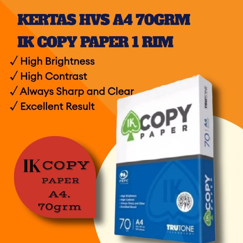 

UM1 Kertas IK Copy Paper A4 70grm ( Kertas HVS )