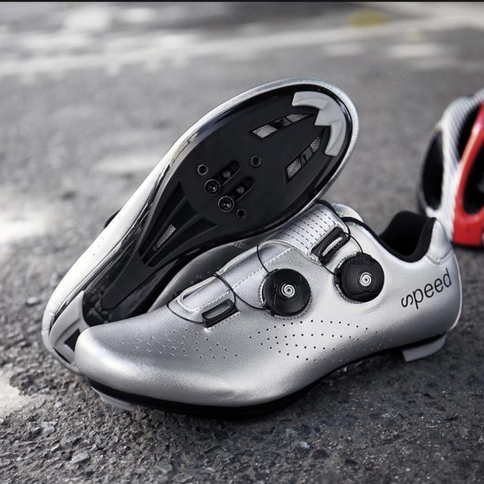Speed Sepatu Sepeda Multi Cleat Roadbike Mtb Sepatu Gowes Cleat Silver