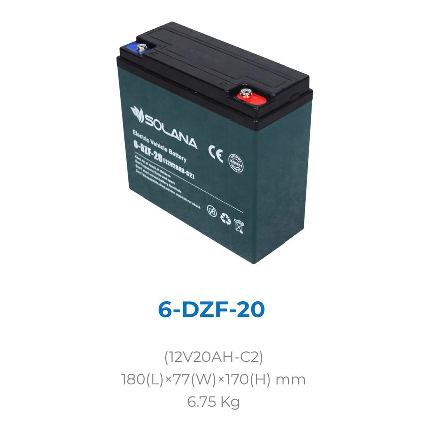 Aki Kering / Aki Sepeda Listrik /Baterai Vrla Solana 12V 20Ah 6-Dzf-20
