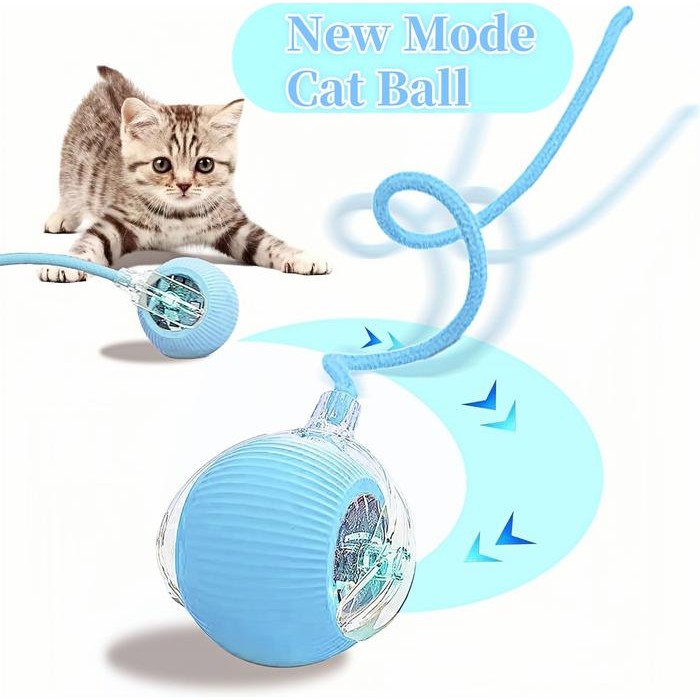 Mainan Elektrik Interaktif Anjing dan Kucing dengan Bola Bergolek Automatik dan Ekor Palsu