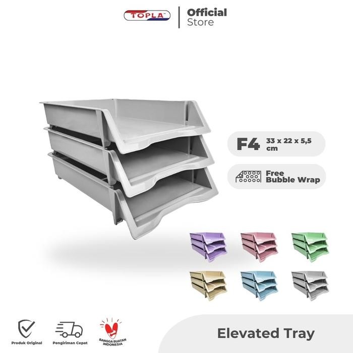 

DISKON Elevated Tray Rak Susun Kertas Meja Kantor TOPLA ukuran Folio F4 Warna Pastel READY STOCK