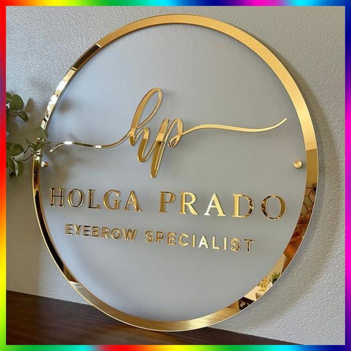 Ready.. Papan Nama Toko Papan Usaha Logo Signage Akrilik Bulat Kotak Custom Bebas Murah Cepat