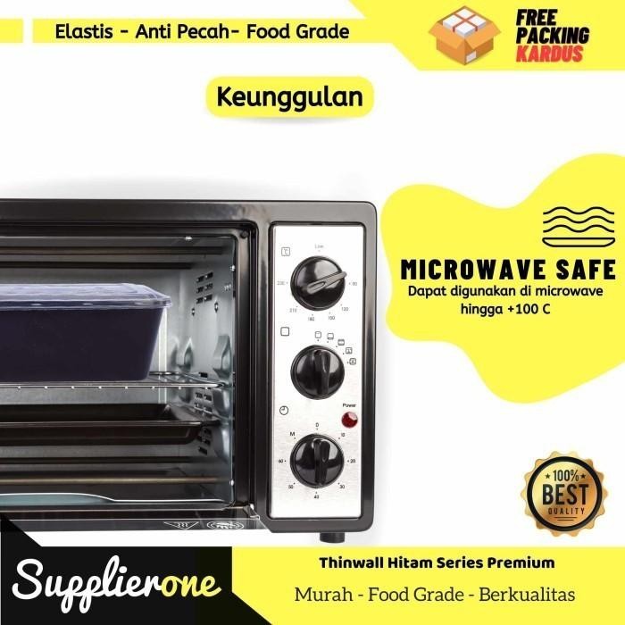 PALING MURAH. THINWALL HITAM PREMIUM 1000ML / LUNCH BOX PLASTIK / WADAH PLASTIK