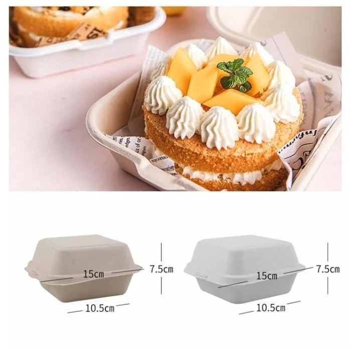LANGSUNG DI CO [GROSIR] BAGASSE BURGER BOX/DUS KOREAN BENTO/LUNCHBOX CAKE TART MINI