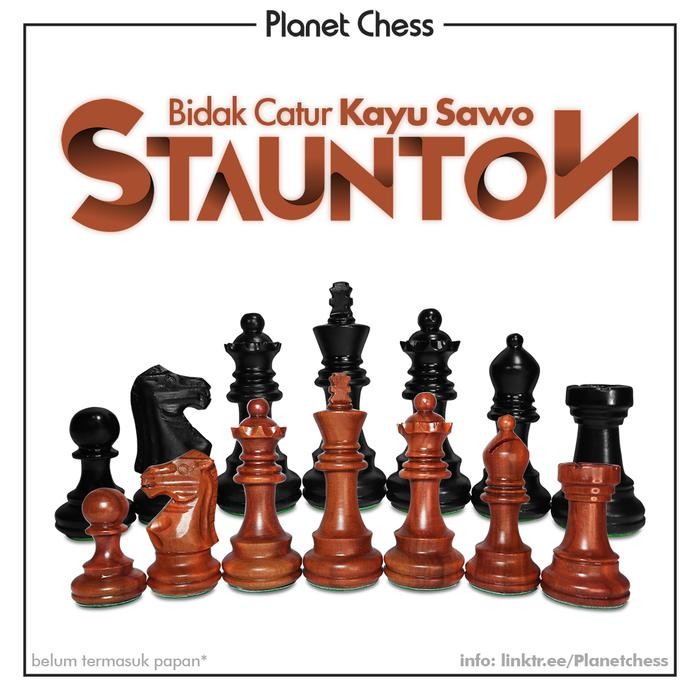 Bidak Catur Kayu Sawo Model Staunton Ekstra Menteri Premium Quality