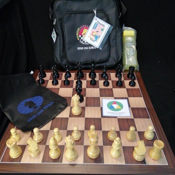 Papan Catur Standar PERCASI buah catur kayu