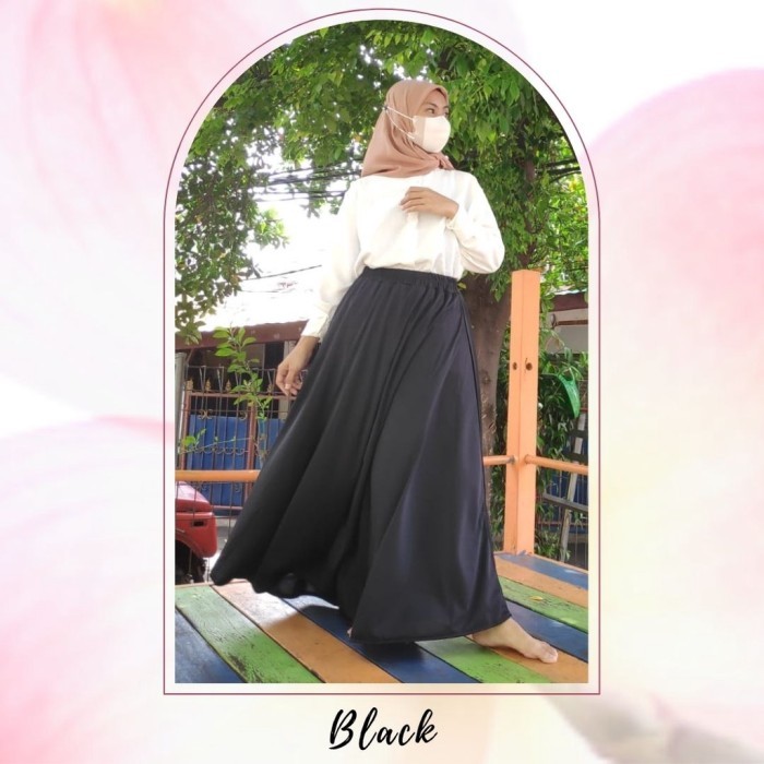 Belanja Rok Panjang Wanita Dewasa Polos Pinggang Karet Full Puring Warna Putih Bmn31