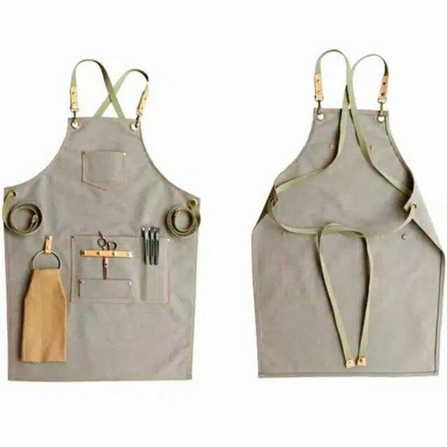 APRON CELEMEK CANVAS LEATHER APRON CELEMEK BARISTA KOREAN