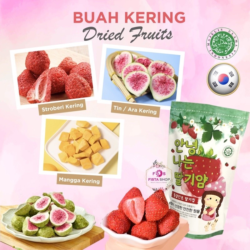 OATCAK Strawberry Crispy BUAH TIN MANGGA IMPORT STOBERI MANIS KERING 30g 100g