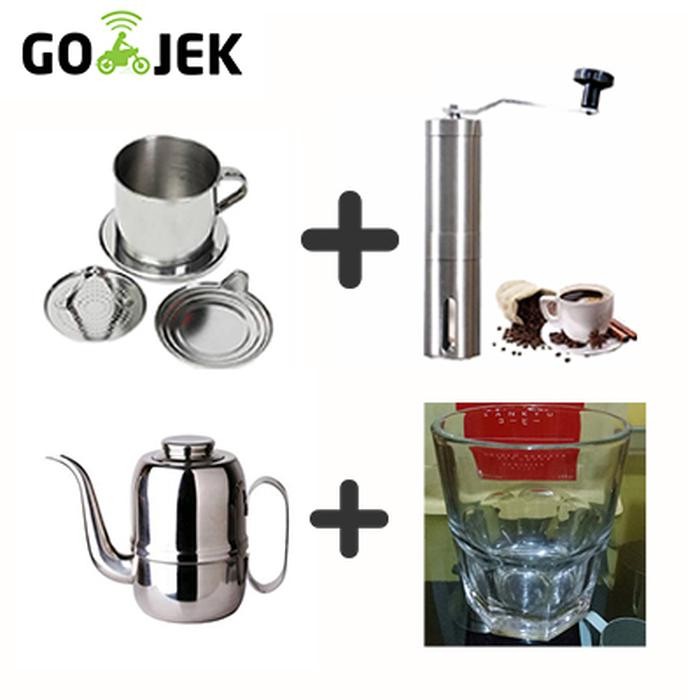 PAKET LENGKAP VIETNAM DRIP GRINDER GOOSENECK KETTLE GELAS KOPI VIETNAM