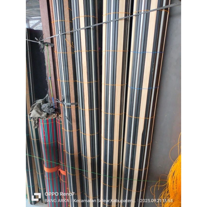 Bintang.Craft Tirai Krey Kayu Motip Outdoor Uk 2,5X2M + Tali Katrol Besi Asli Tirai Krey Anti Air