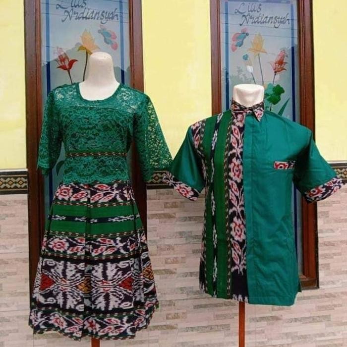 Baju Couple Etnik Hijau Botol Asli 100%