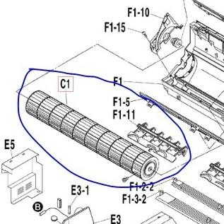 Ready Cross Flow Fan Blower Indoor AC Daikin 2 PK Thailand FTC50NV14 Diameter 9.5 x 86 cm 95 x 860