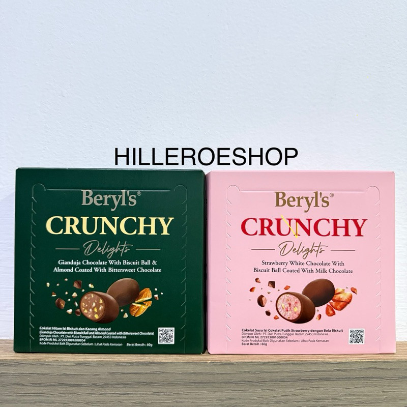 

COKLAT BERYL'S 60GRAM CRUNCHY DELIGHT STRAWBERRY WHITE CHOCOLATE WITH BISCUIT COATED MILK CHOCOLATE