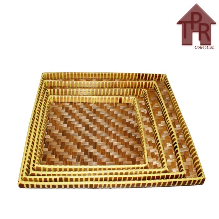 HK11- Tampah / Tambir / Nyiru Bambu Kotak Untuk Nasi Tumpeng