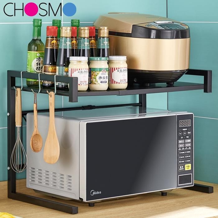 BnYkPilih- Rak Oven Stainless Steel Hitam Putih Rak Microwave Perlengkapan Multif