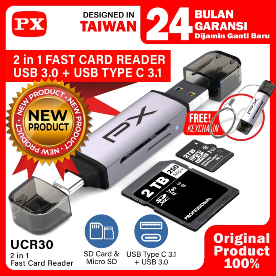 NEW PRODUCT CARD READER USB 3.0 TYPE C MICRO SD HIGH SPEED OTG 2 IN 1 PX UCR30 LUXELOOM845